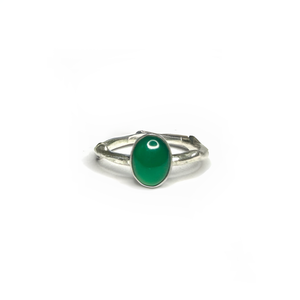 Green Onyx and Sterling Silver Twig Ring