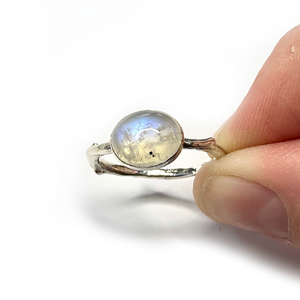 Moonstone and Sterling Silver Twig Ring