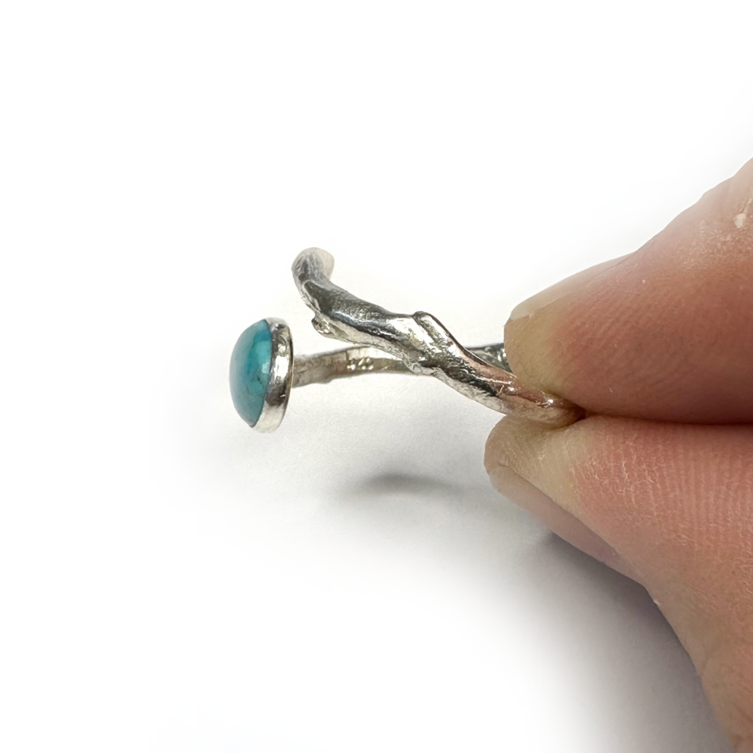 Turquoise and Sterling Silver Twig Wrap Ring