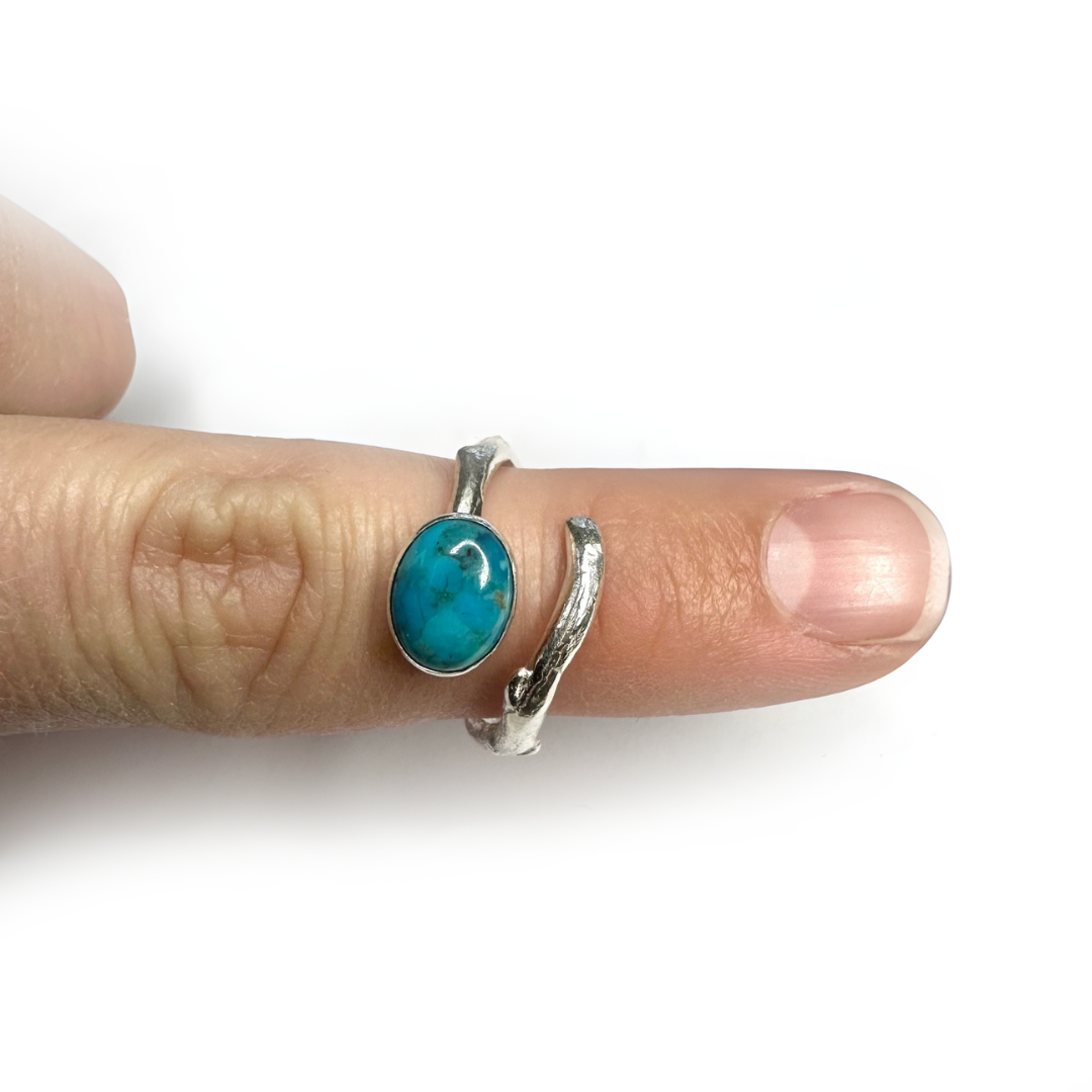 Turquoise and Sterling Silver Twig Wrap Ring