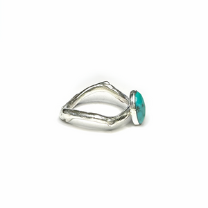 Turquoise and Sterling Silver Twig Ring