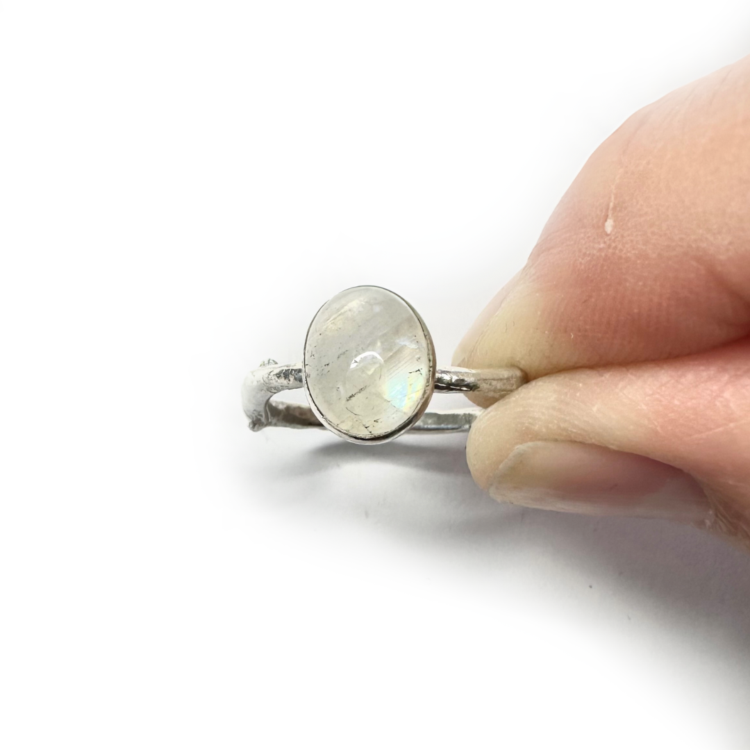 Moonstone and Sterling Silver Twig Ring